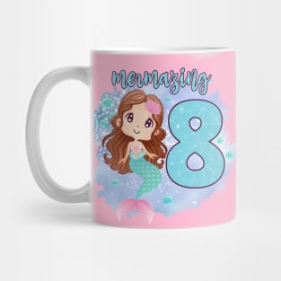 8th Birthday "Mermaizing 8" Cute Mermaid Girls Birthday Mug
